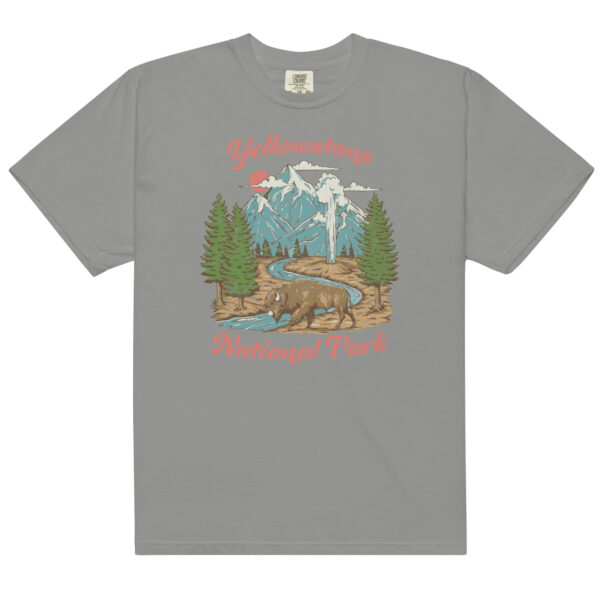 Retro Yellowstone National Park Geyser Bison Comfort Colors Shirt - Image 11