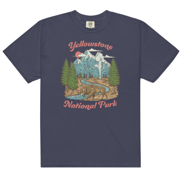 Retro Yellowstone National Park Geyser Bison Comfort Colors Shirt - Image 3