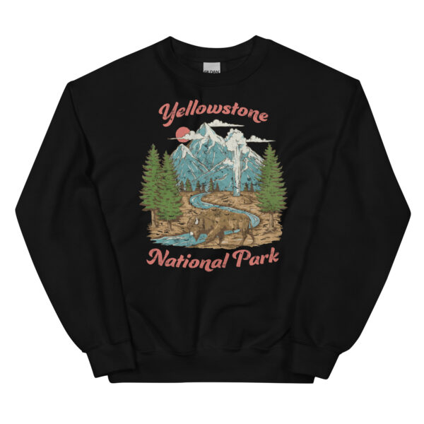 Retro Yellowstone National Park Geyser Bison Sweatshirt - Image 4