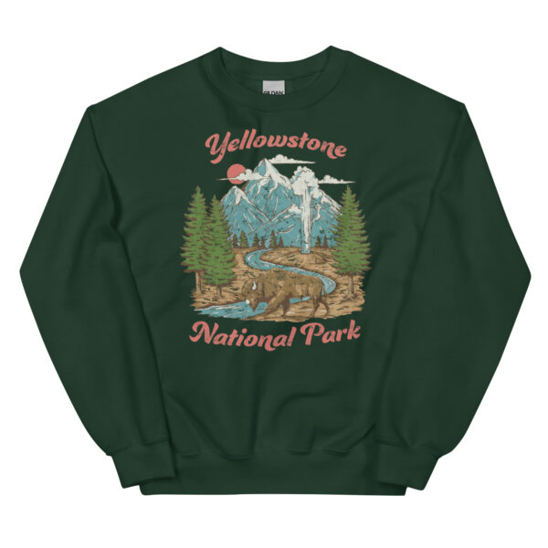 Retro Yellowstone National Park Geyser Bison Sweatshirt - Image 5