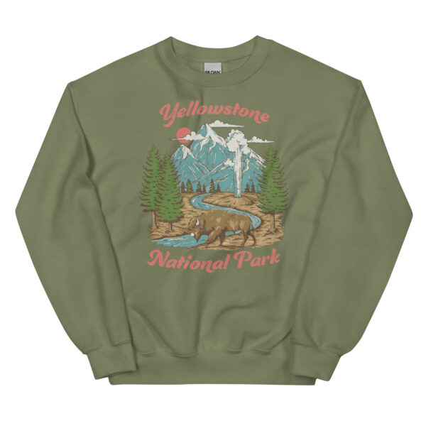 Retro Yellowstone National Park Geyser Bison Sweatshirt - Image 7